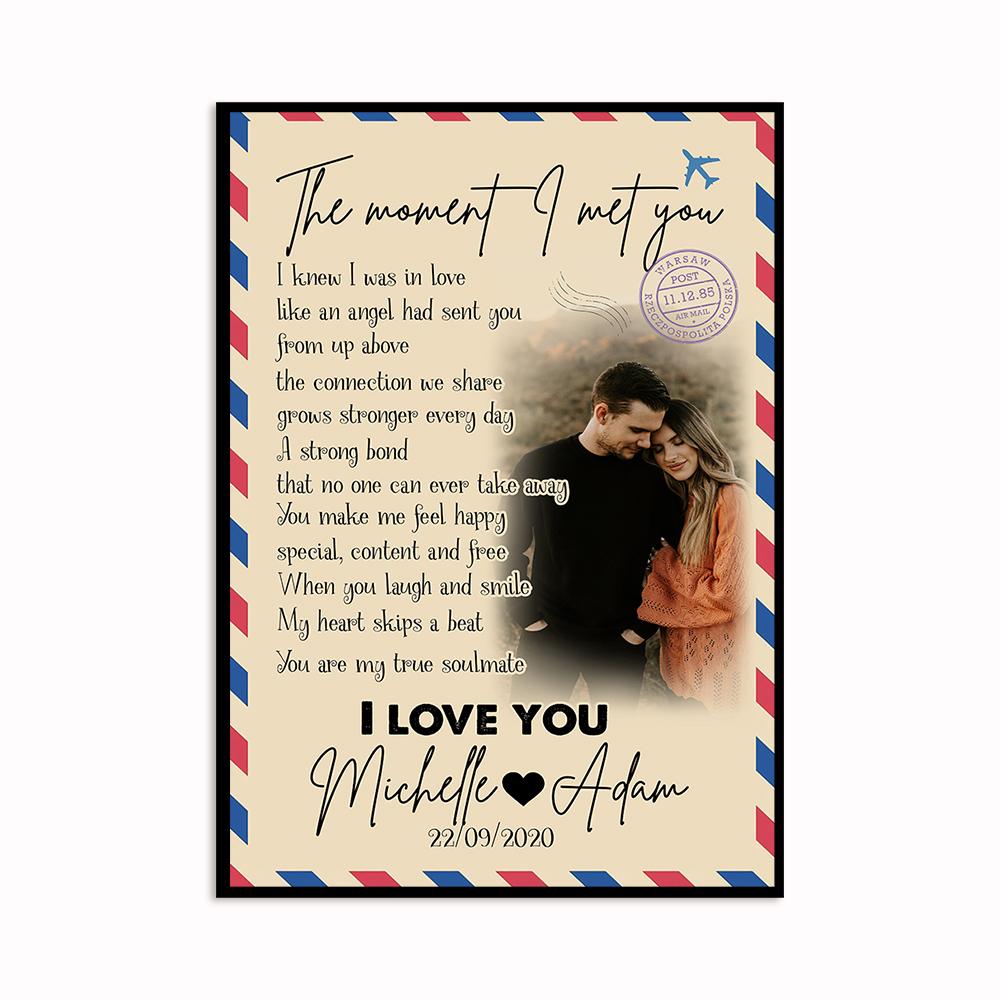 Custom Personalized photo name Valentine’s day wall prints poster gift ideas for room him boyfriend husband her girlfriend wife couple – The Moment I Met You TY2412 – Personalizedwitch