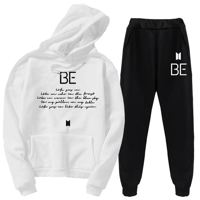 2020 Autumn Winter Women Thick Fleece Bts Bangtan Boys Be  Suit 2 Pieces Sets Hoodies Sweatshirt And Pants Suits