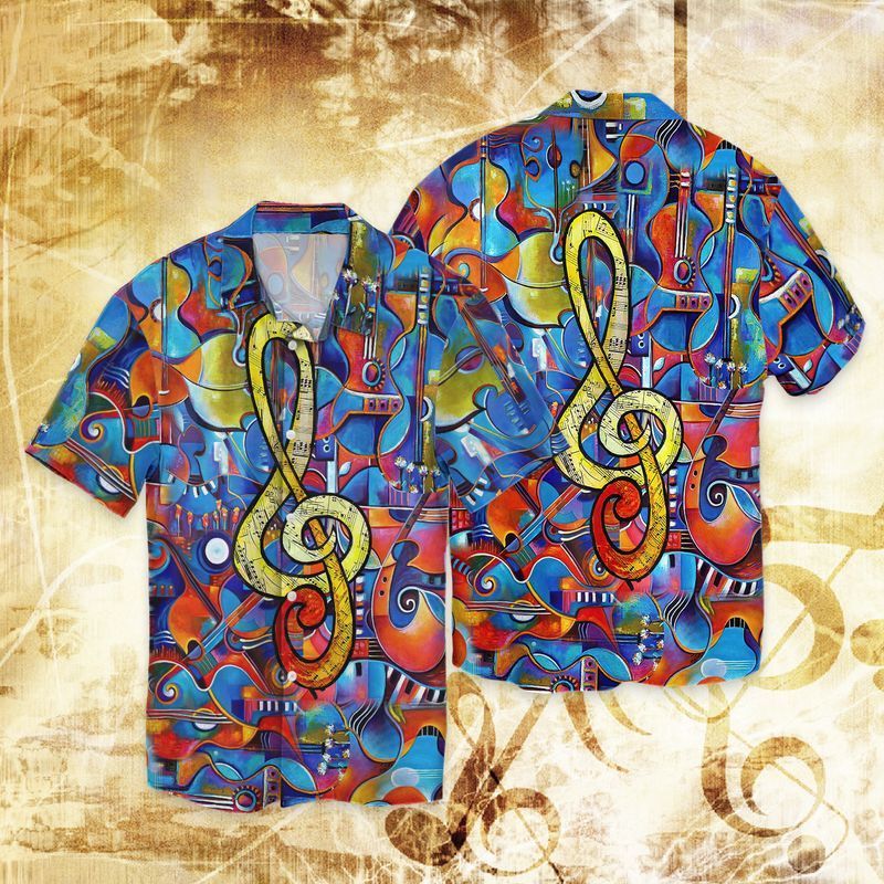 Guitar Colorl For Men And Women Graphic Print Short Sleeve Hawaii Casual Shirt Ha20467