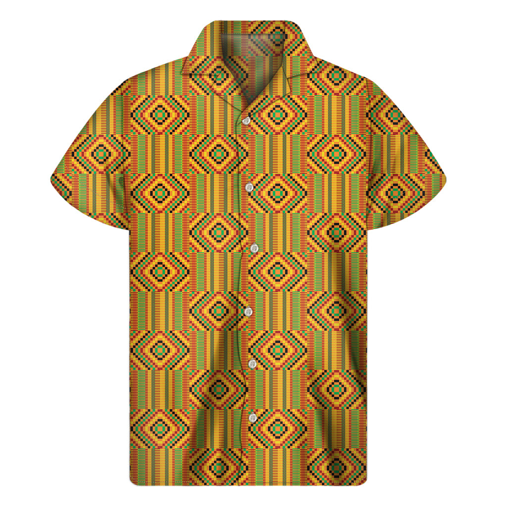 Ashanti Kente Pattern Print Men’S Short Sleeve Shirt