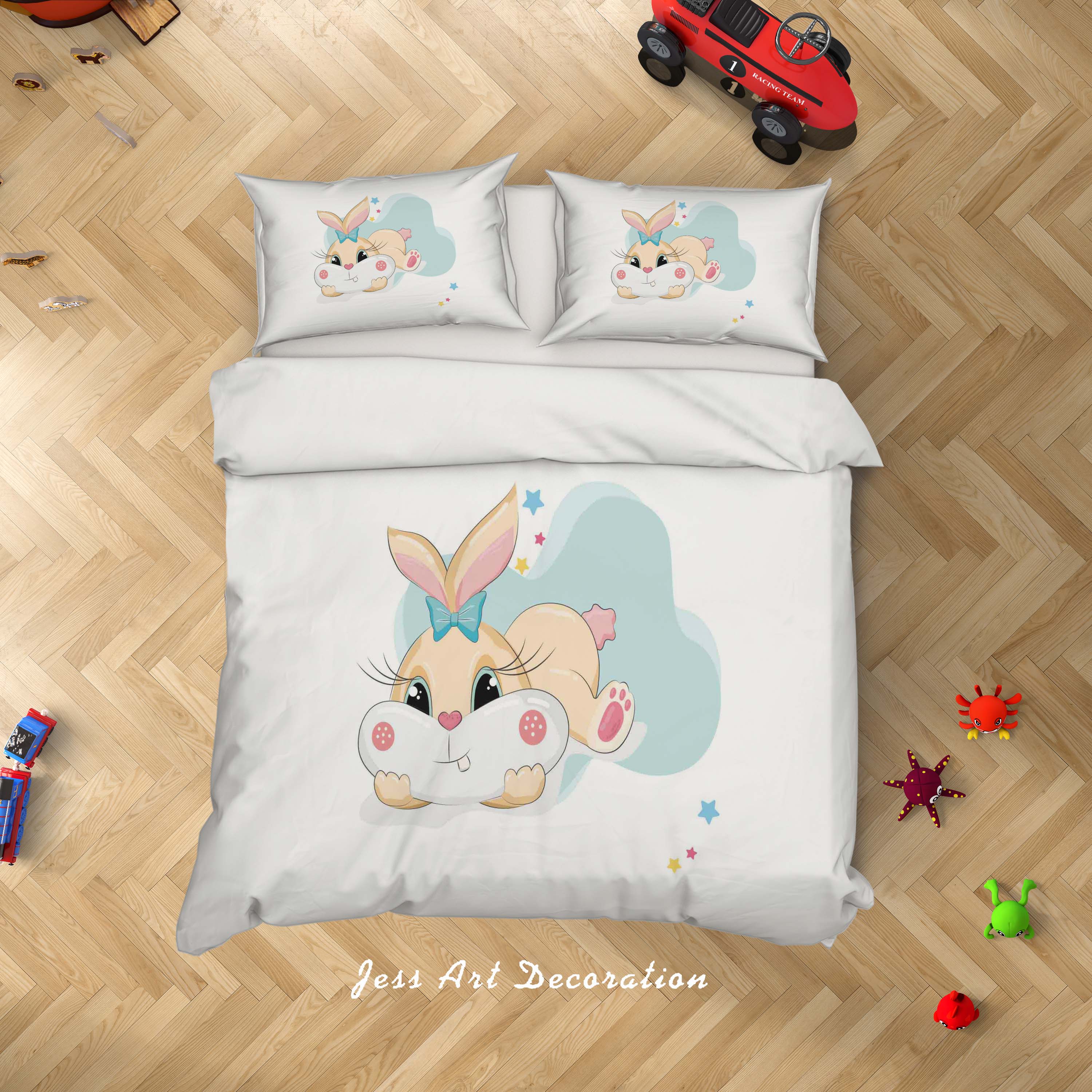 3D Cartoon Rabbit Quilt Cover Set Bedding Set Duvet Cover Pillowcases Sf50