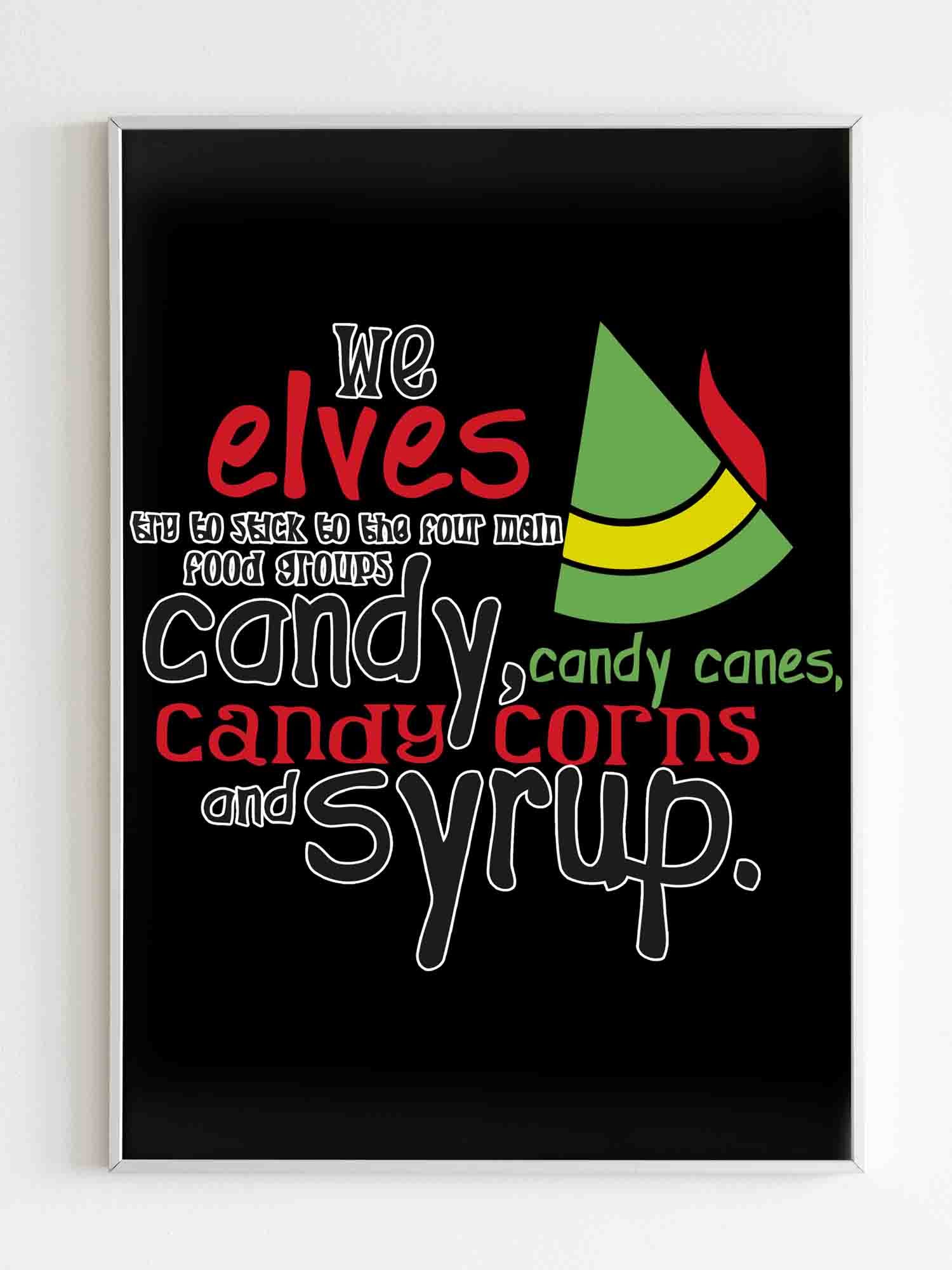 Buddy The Elf Four Food Groups Candy Candy Canes Syrup Poster