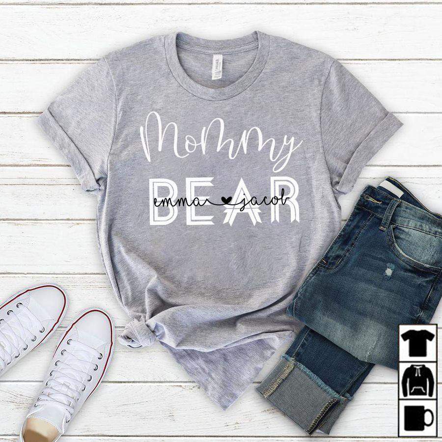 Namashops Personalized Mommy Bear v1, Custom Names Shirt