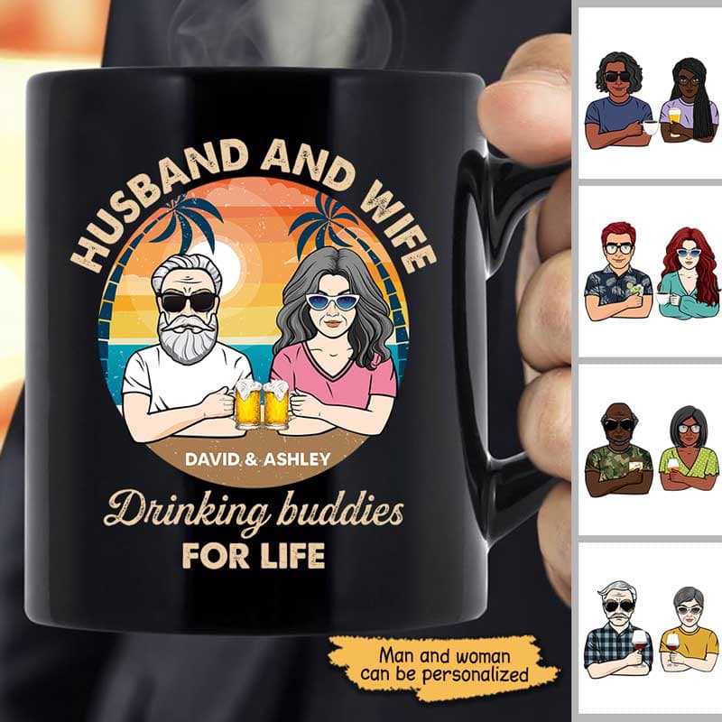 Husband Wife Drinking Buddies Personalized Mug