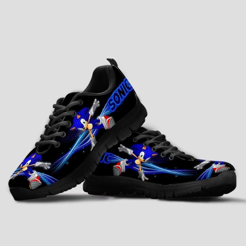 Sonic The Hedgehog Movie Custom Fan Fashion Gift For Fan Black Shoes Fly Sneakers