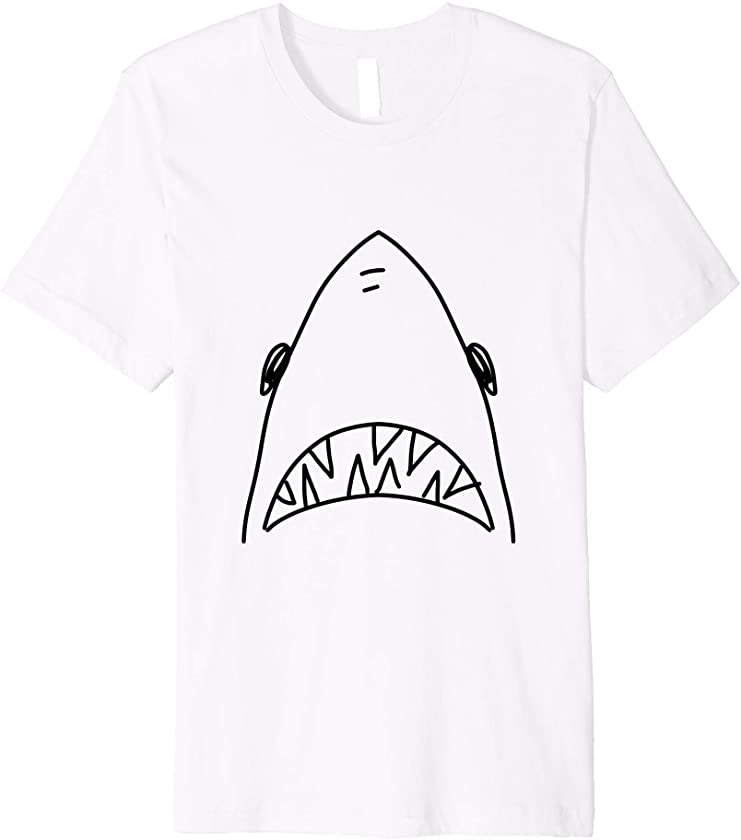 Shark Head Bite Funny Scary Print Drawing Fishing Lover Gift Premium T-Shirt