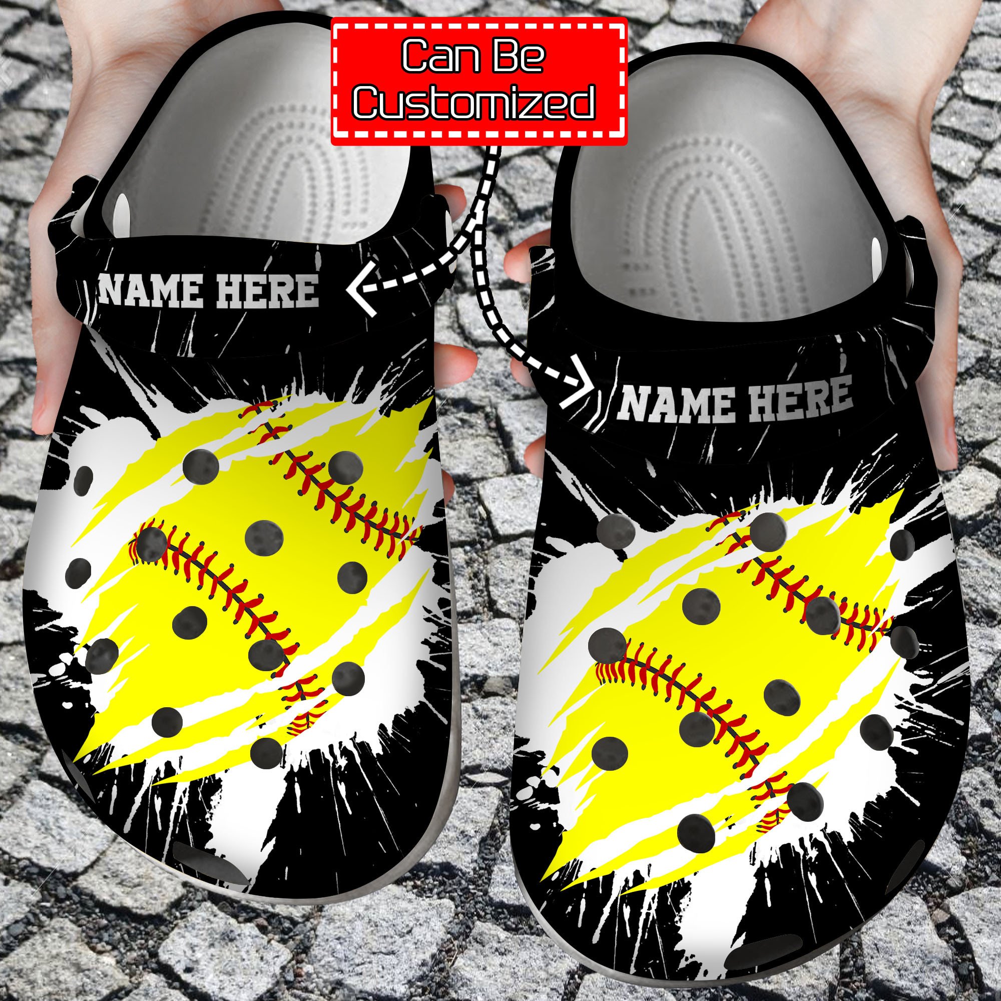 Personalized Softball Ripped Through Crocs Clog Shoes