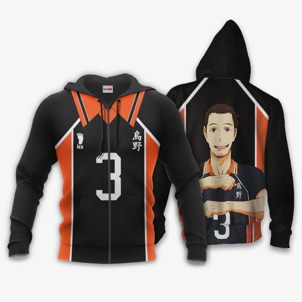 Asahi Azumane Karasuno Hoodie Shirts Haikyuu Anime Costume