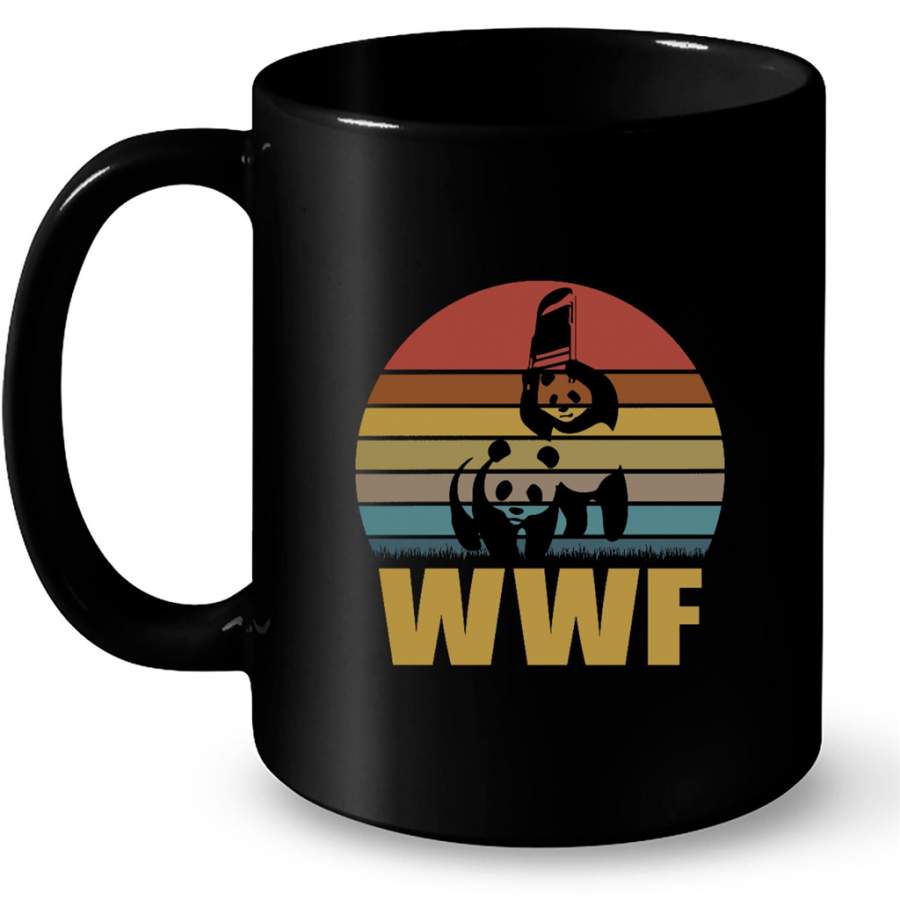 WWF Panda Bear Sunset Classic VIntage Retro – Full-Wrap Coffee Black Mug