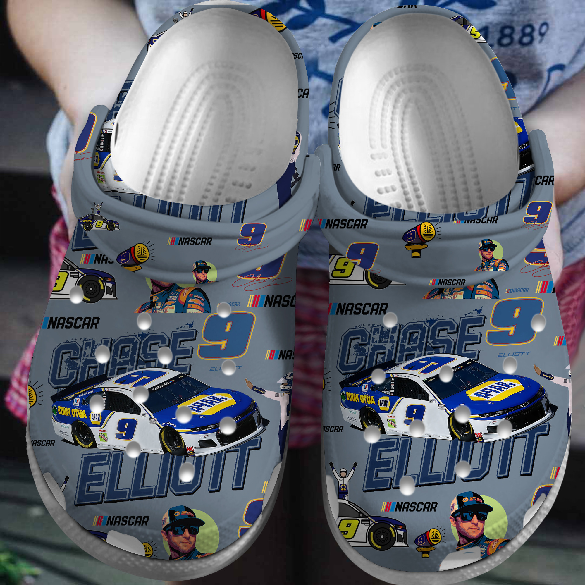 Chase Elliott NASCAR Sport Crocs Crocband Clogs Shoes Comfortable For Men Women and Kids