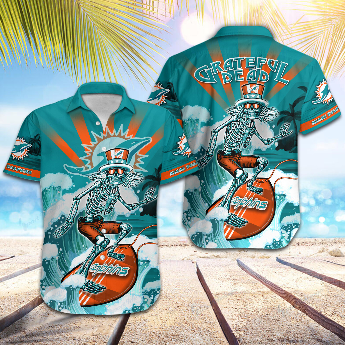 Miami Dolphins Button Shirt Bg859