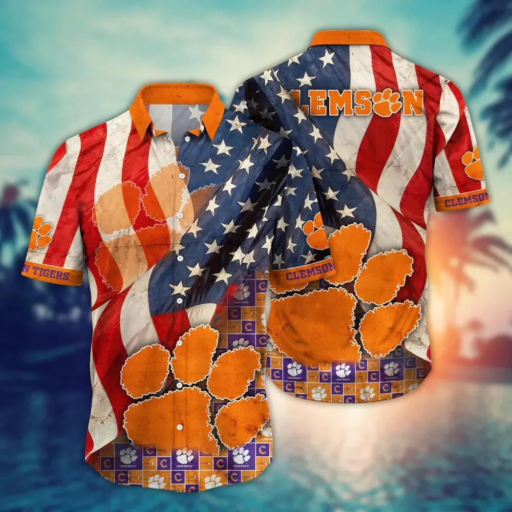 Clemson Tigers Ncaa Flower Aloha Hawaiian Shirt 10, Ncaa Hawaiian Shirt