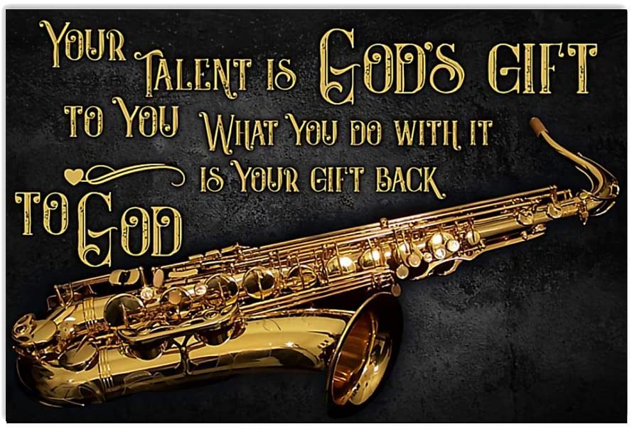 Vintage Saxophone God’S Gift To You Poster Art Print      Home Decor Gift For Men Women Family Friend On Birthday Xmas