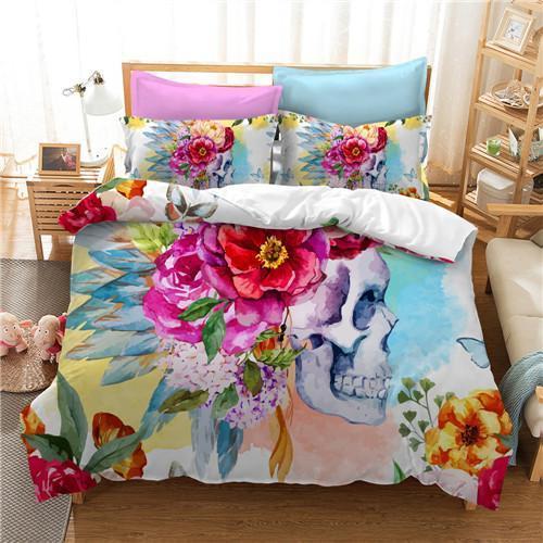 3D Flowerskull3D Customized Duvet Cover Bedding Sets