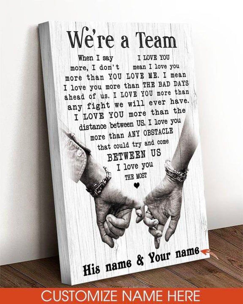 Personalized Couple Gift Canvas We’Re A Team Couple Hands Canvas, Wedding Anniversary Gift Canvas, Gift For Lover, Birthday Gift, Wall Art
