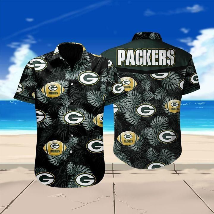 Green bay packers floral Hawaiian Shirt White Men Women Beach Wear Short Sleeve Hawaii Shirt