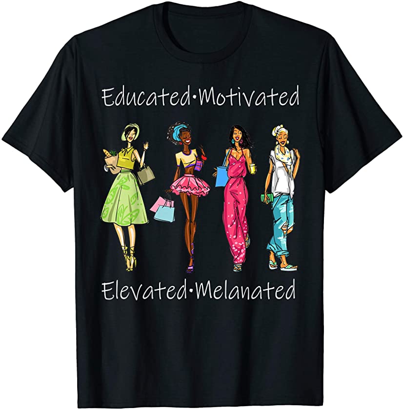 Black Queen Educated Melanin African American Women T-Shirt