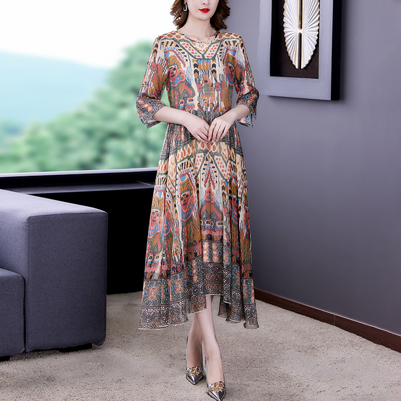 Spring Summer Fashion Light Natural Silk Maxi Dress Women Floral Elegant Bodycon Casual Dress 2022 Korean Vintage Party Vestido alx