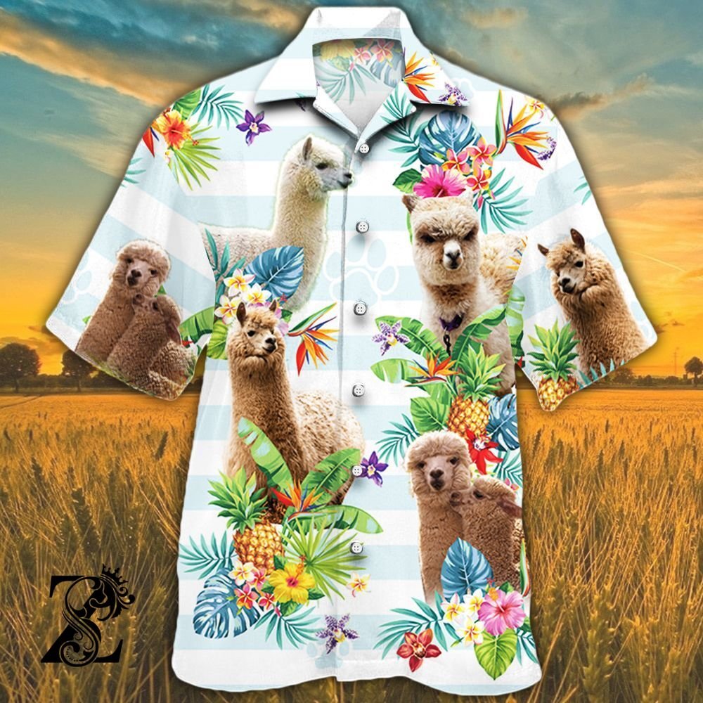 Alpaca Lovers Tropical Flower Hawaiian Shirt