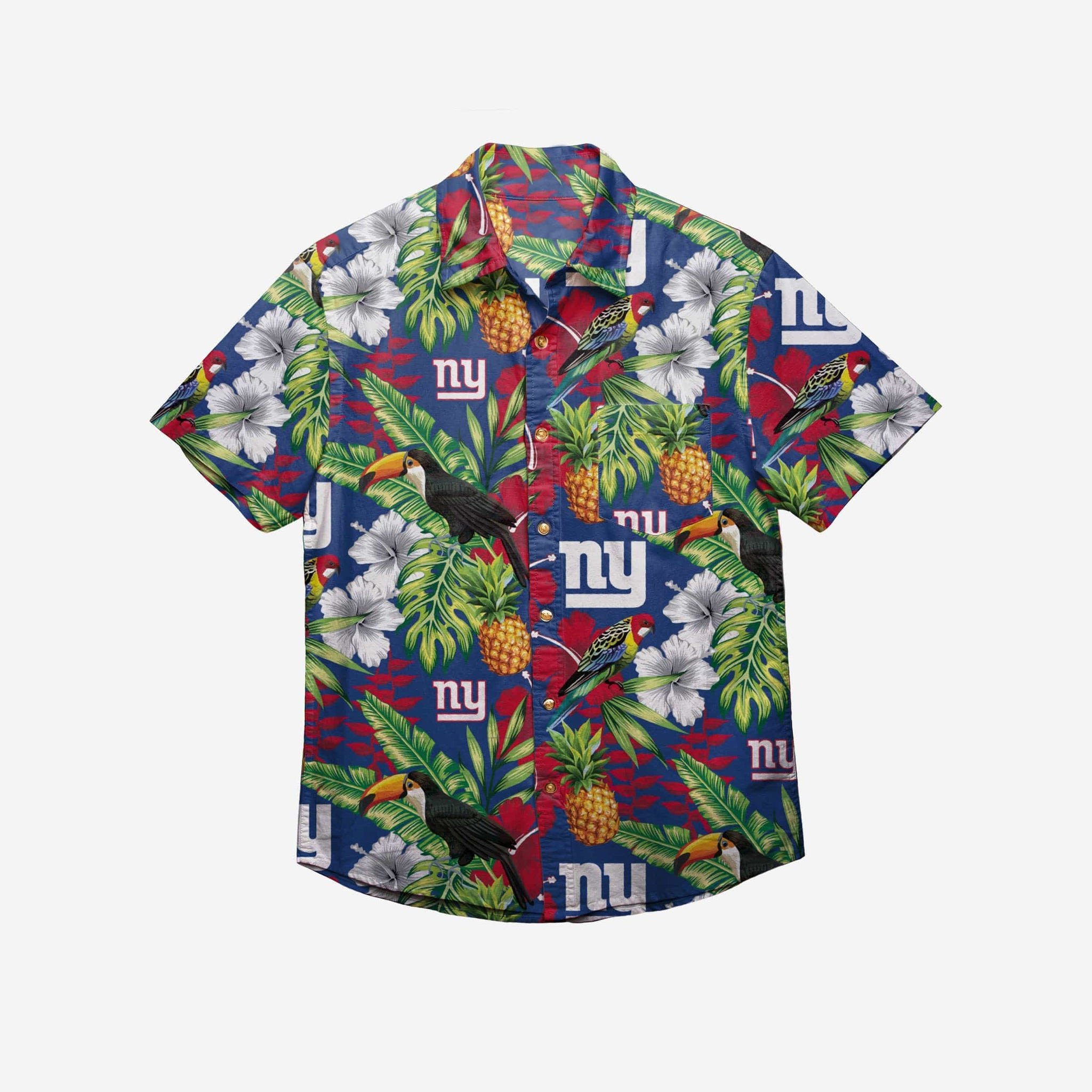 New York Giants Floral Button Up Hawaii Shirt Ha64146