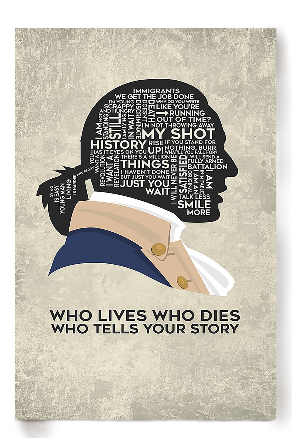 Alexander Hamilton Quote Who Lives Who Dies Who Tells Your Story For Home Decor Poster