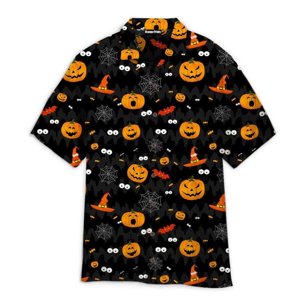 Black Halloween Pumkin Party Pattern Hawaii Shirt For Men Women Ha52024