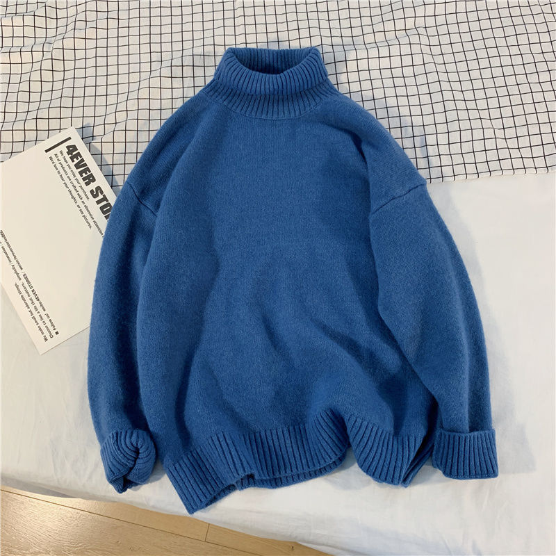 Turtleneck Sweater Men’s And Women’s Personality Hong Kong Style Couple’s Knitting Fashion Brand Pure Color Wool Green sweater alx