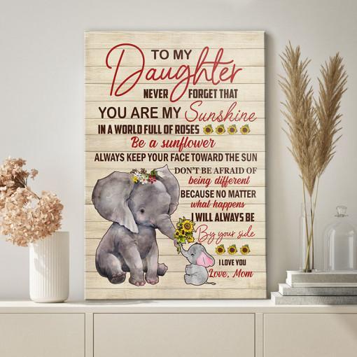 To My Daughter From Mom Elephant Nursery Premium Wall Art Canvas And Poster, Wall Decor, Canvas Instructure