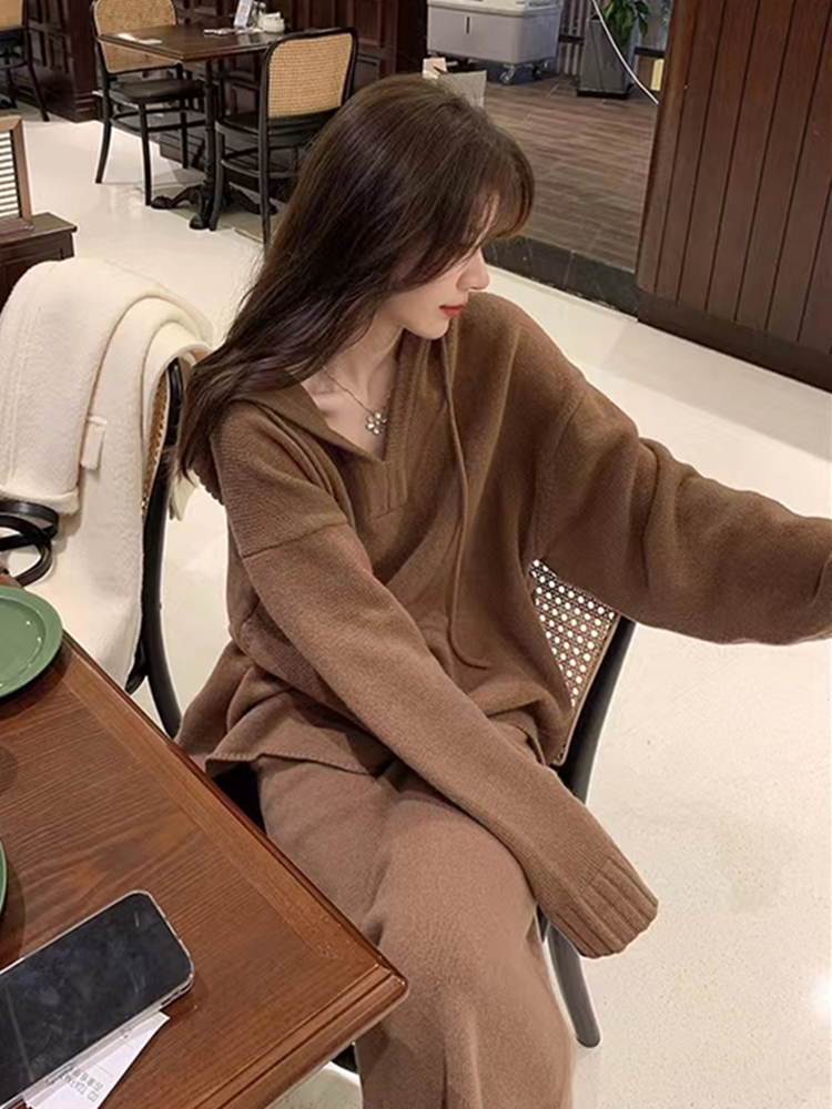 2 Piece Sweater Suits Fashion Women Autumn Winter Korean Tops and Skirt Suit Casual Elegant Knitted Clothing Female Hoodies Sets alx