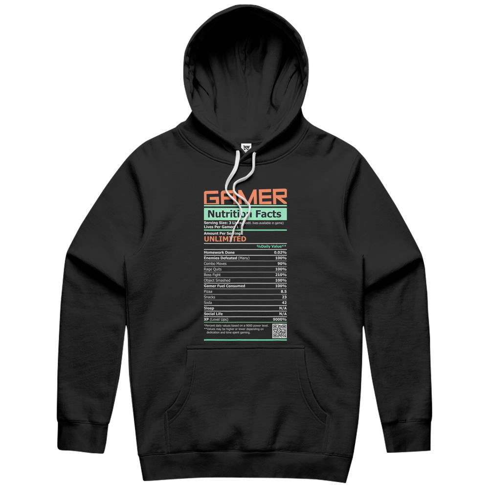 Nutritional Facts Shirt, Gamer Nutrition Facts Shirt, Gamer Nutritional Facts Label Funny Graphic Hoodie