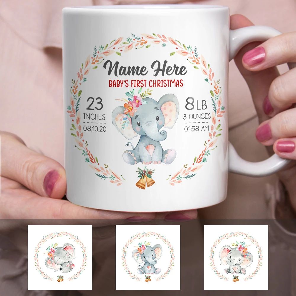 Personalized Elephant Baby First Christmas Mug Ob82 73O58