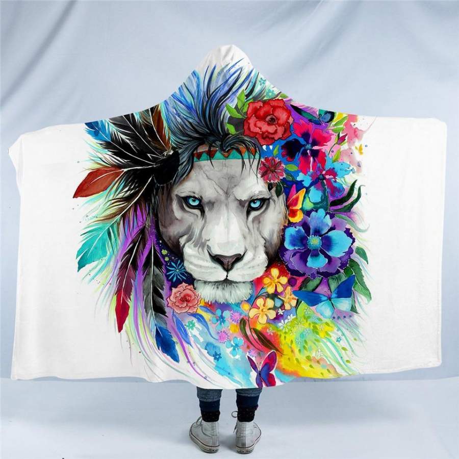 Colorful Lion Hooded Blanket