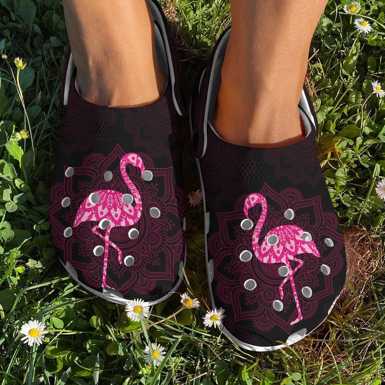 Flamingo Personalized Clog, Custom Name, Text, Color, Number Fashion Style For Women, Men, Kid, Print 3D Boho Flamingo