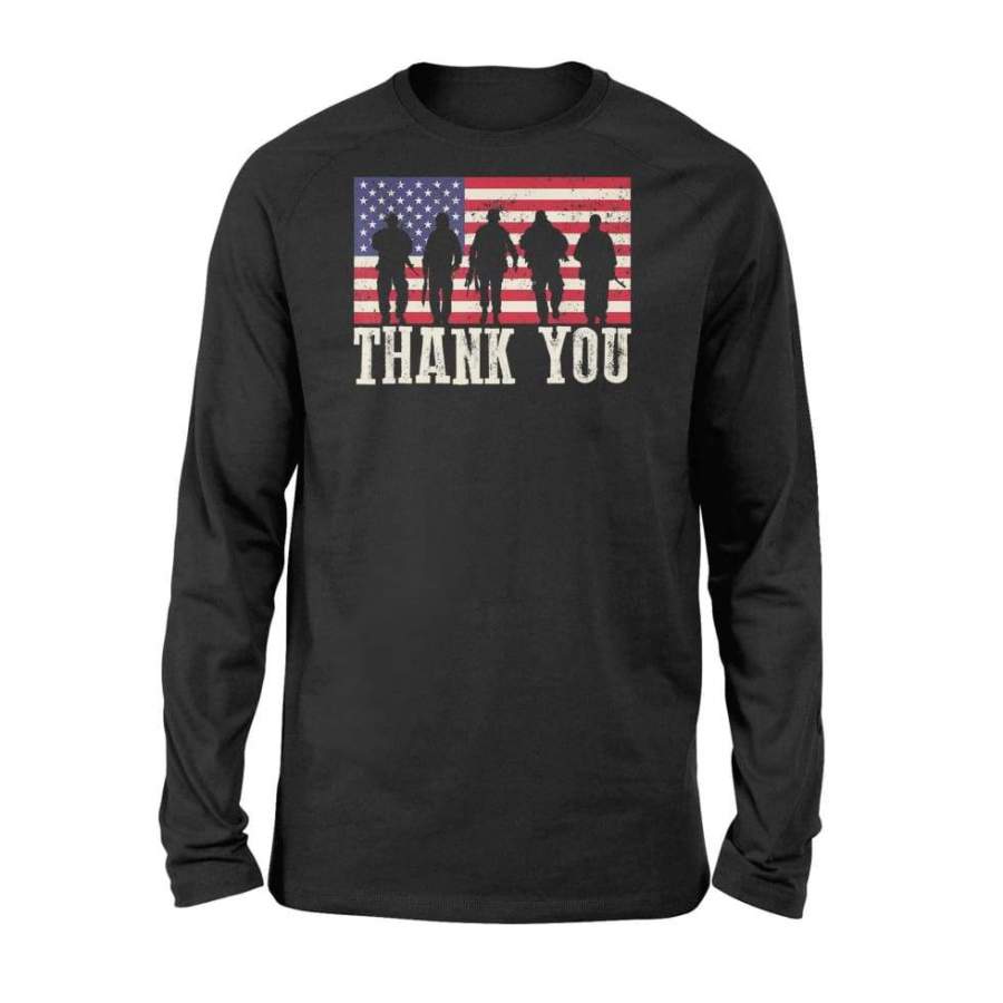 Veterans & 4th of July Thank You American Flag – Standard Long Sleeve