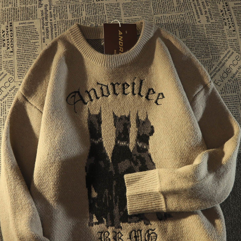 Cute dog print design fashion loose trend sweater pullover women’s 2022 autumn and winter knitwear all-match casual loose womens alx