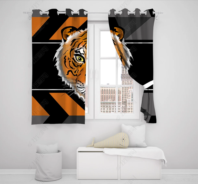 3D Hand Drawn Animal Tiger Curtains And Drapes Lqh 200