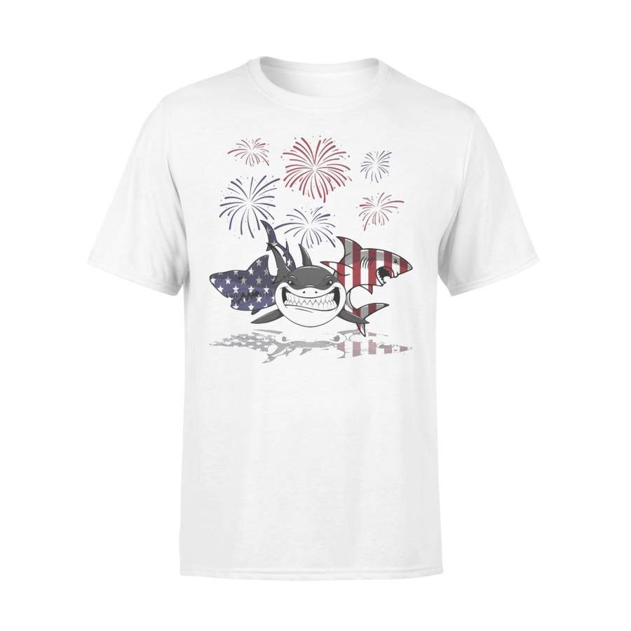 Shark Firework American Flag Independence Day T-shirt