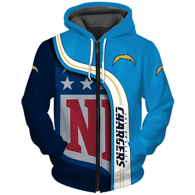 Los Angeles Chargers Curved Stripes 46 Unisex 3D Hoodie Gift For Fans