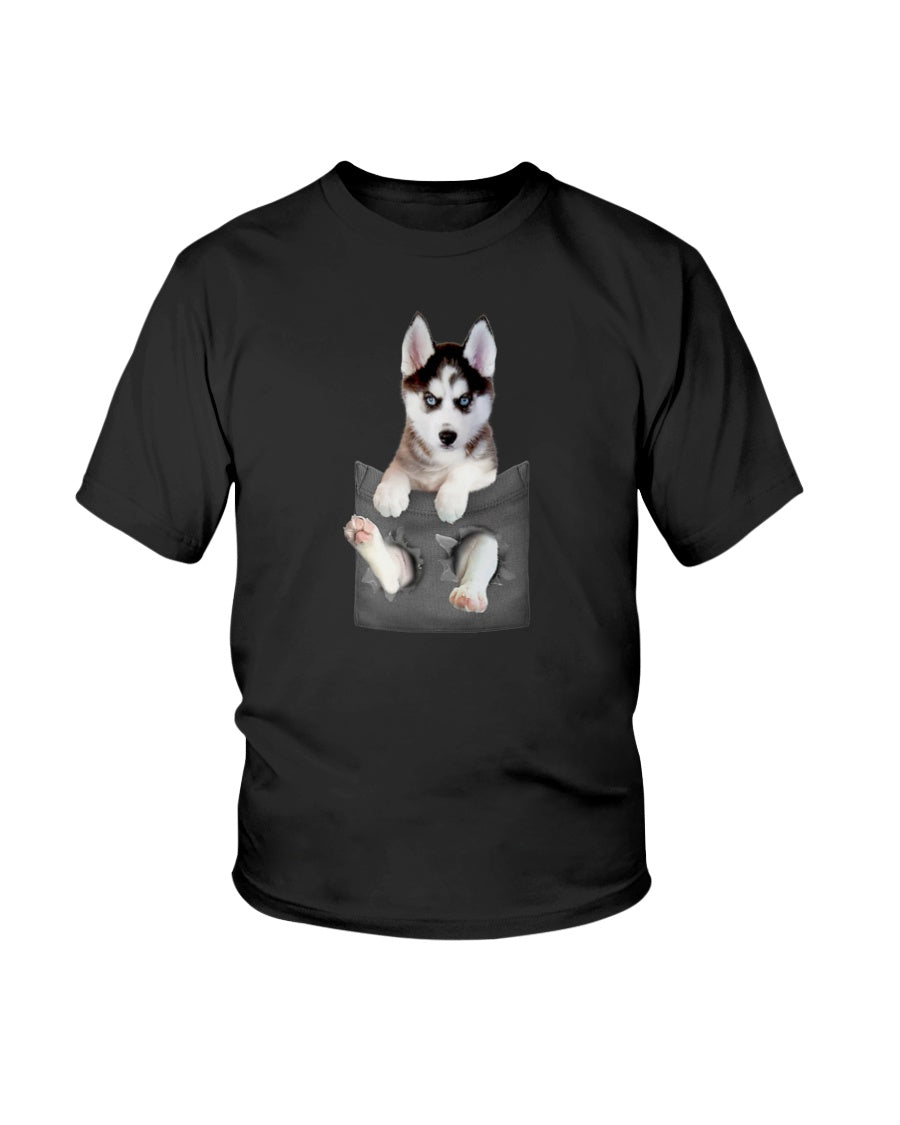 Siberian Husky In Pocket Puppy Custom Graphic T-Shirt