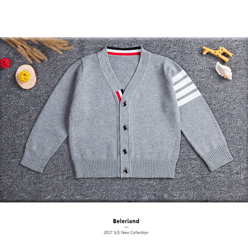 Children Spring Fall Cardigan Sweater for Boys Causal Striped Knit Outwear Girls Korean Outfit Knitting Jacket Clothing 1-12Y alx