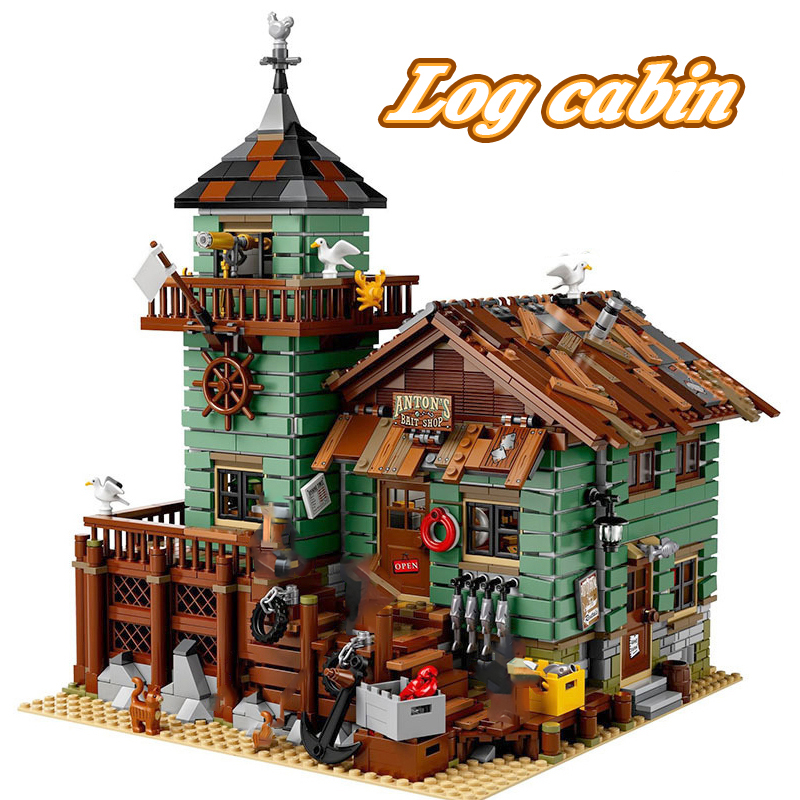 Fisherman’s Hut Old Fishing Store Cabin House Model building blocks Brick Creative City Assembling Toys for boy Birthday Gifts alx