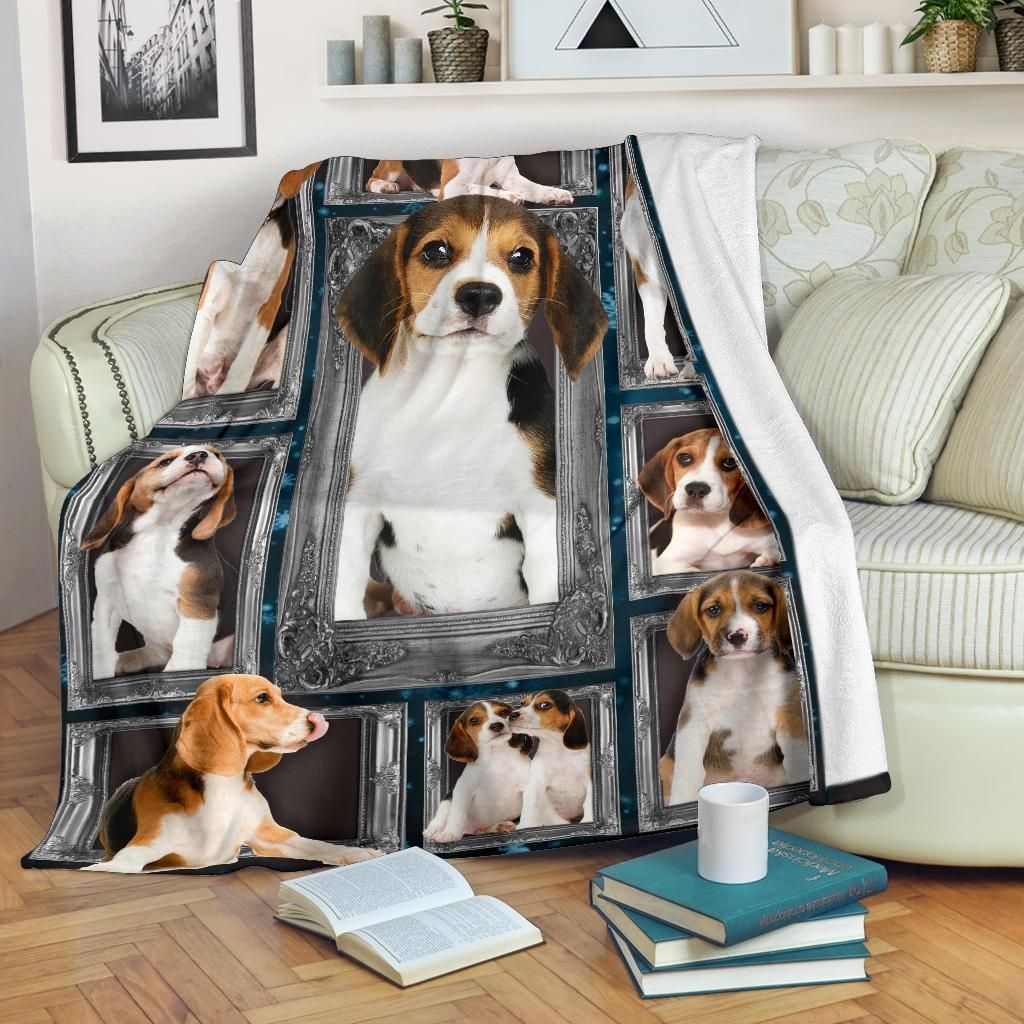 Beagle In Picture Background Fleece Blanket, Sherpa Blanket, Gift For Parent, Family Member, Friends Gift, Christmas Gift, Home Decor, Home Living