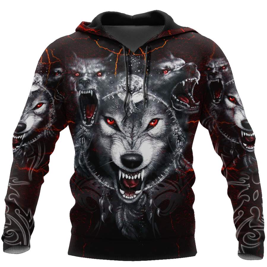 All Over Printed Wolf Hoodie MEI09102003-MEI