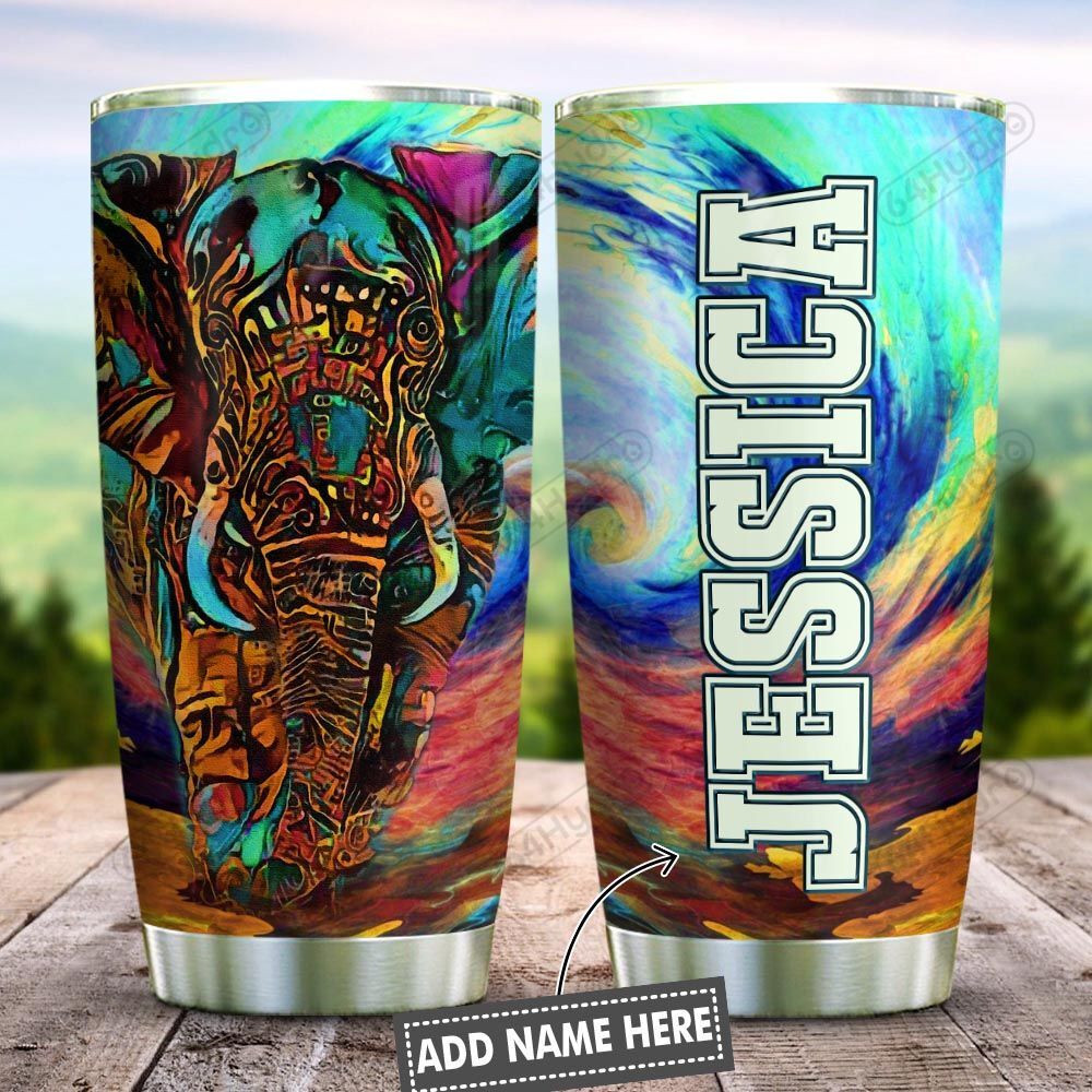 Abstract Art Elephant Personalized Kd2 Hnl2001001Z  Stainless Steel Tumbler Travel Customize Name, Text, Number, Image