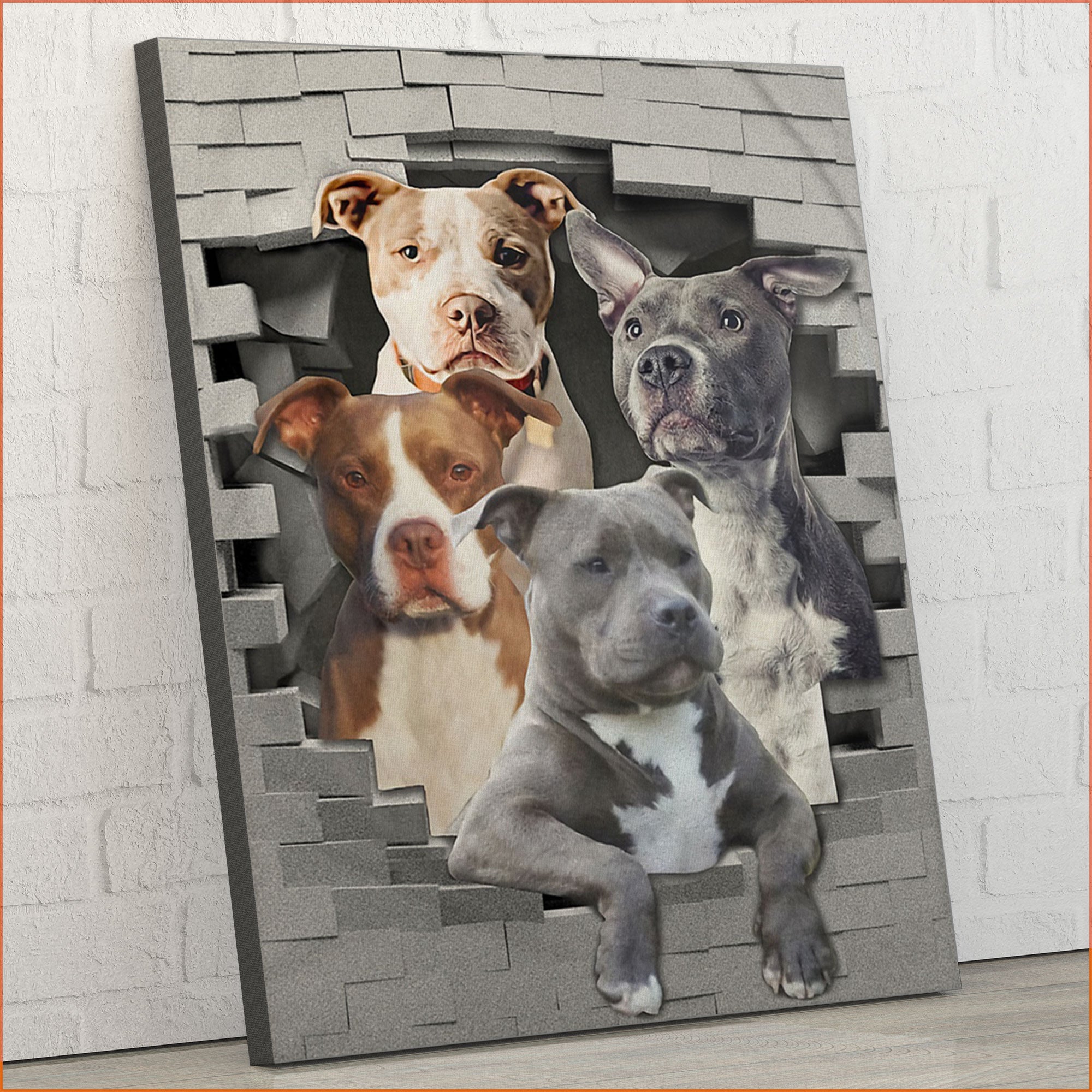 Custom Canvas 3D Pitbull Perfect Gifts Idea – Matte Canvas