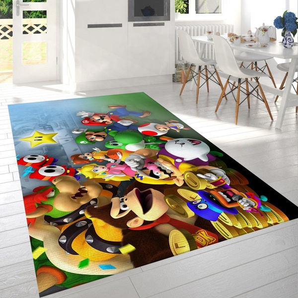 Super Mario Characters Area Rug Living Room Rug US Gift Decor