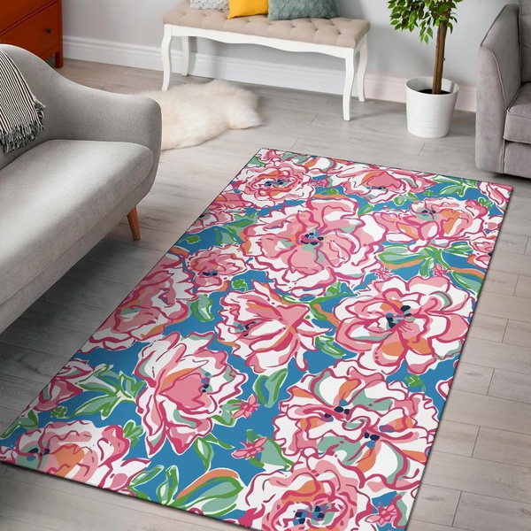 Lilly Pulitzer Flower Pink Flamingo Area Rug Carpet