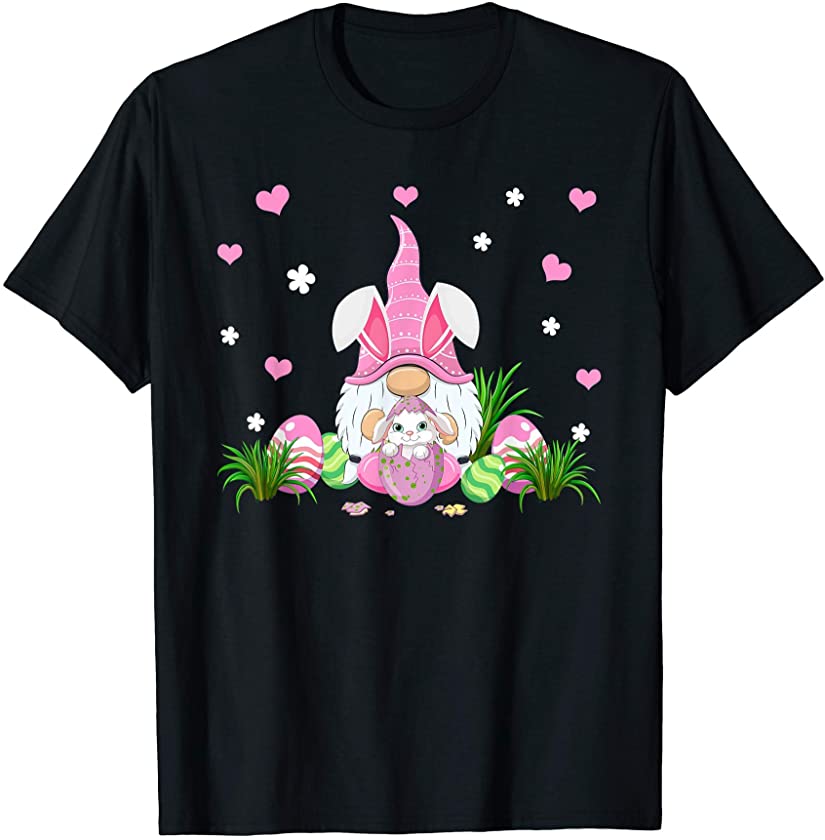 Cute Gnome With Bunny Ears Easter Color Eggs Easter Day Gift T-Shirt