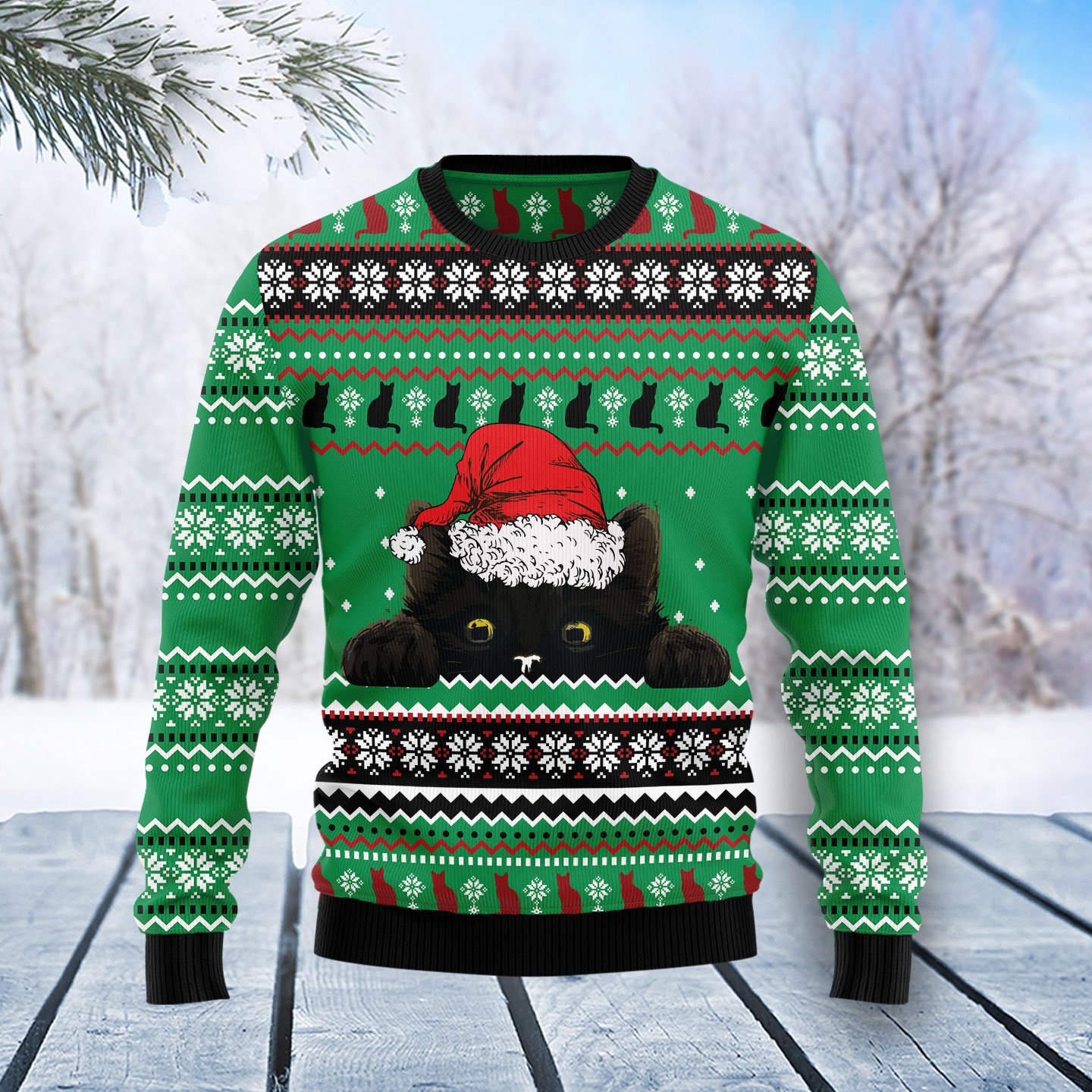 Black Cat Hide TY0212 unisex womens & mens, couples matching, friends, funny family ugly christmas holiday sweater gifts (plus size available)