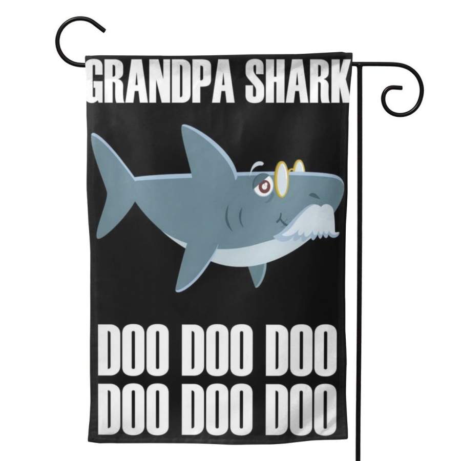 2 Pcs Garden Flag Funny Doo Grandpa Shark Poster 12.5″x18″ -Mothers Day, Birthday Gifts for Mom, Dad, Wife, Husband, Daughters, Grandma, Friends